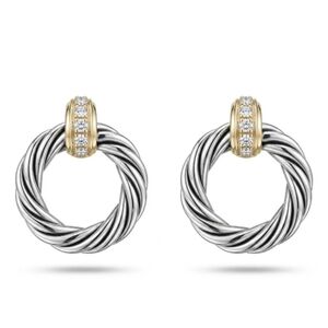 Elegant Silver and Gold Twisted Hoop Earrings